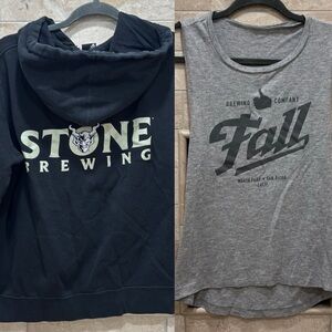Stone Brewing Company Black Hoodie and Fall Brewing Company Sleeve-less T-Shirt